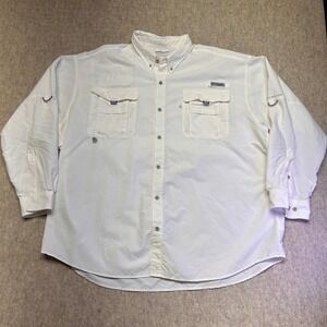 Columbia PFG Bahama Fishing Shirt Mens XXL Long Sleeve White Vented Button Up
